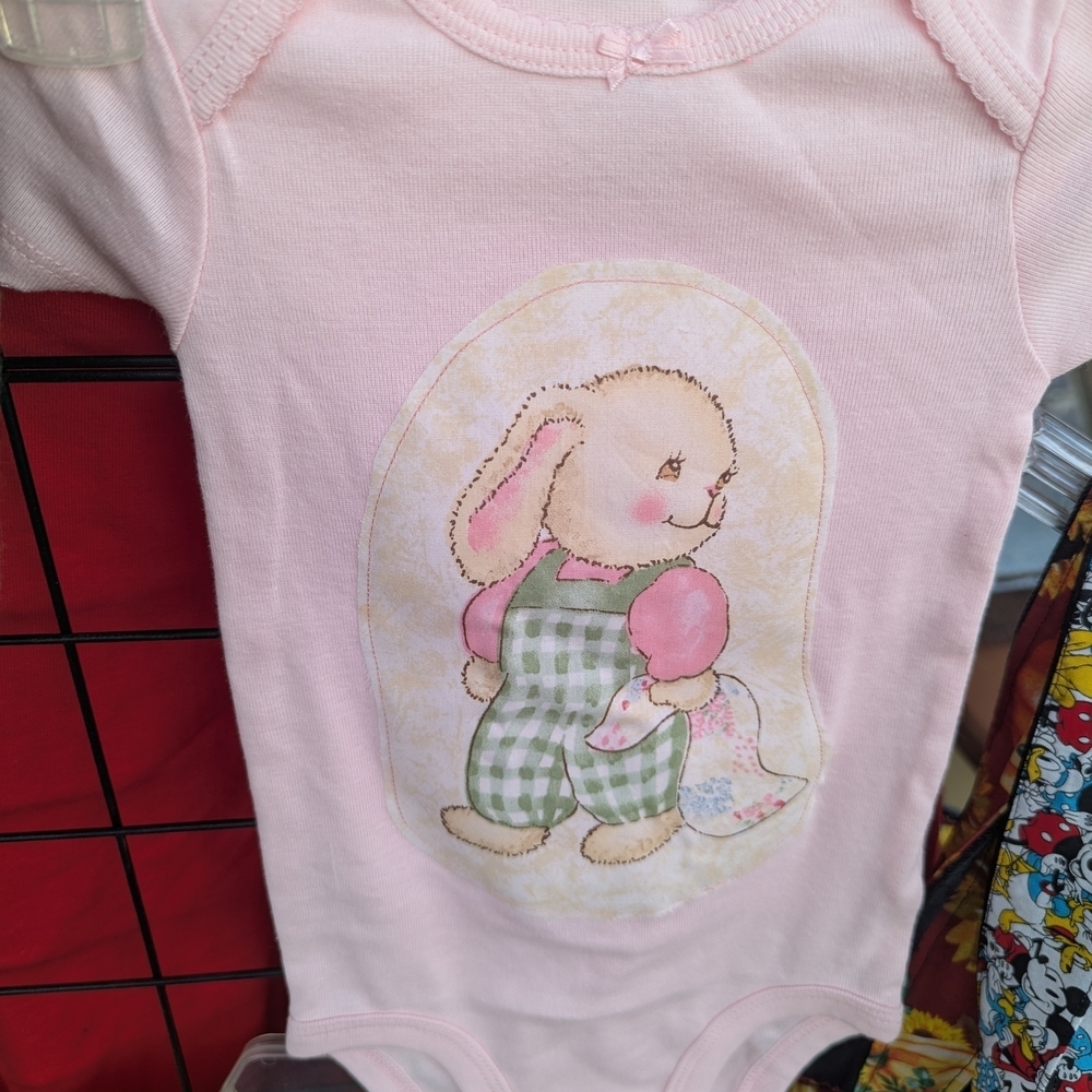 Pink Bunny Graphic One-Piece Bodysuit by